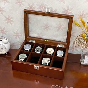 实木质手表盒收纳盒木质首饰盒手串收集家用展示简约表箱手表收藏