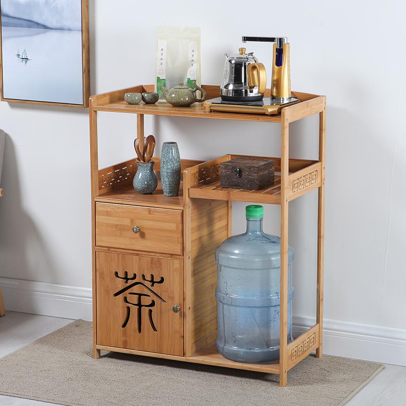 楠竹功夫茶茶几简约客厅茶水架置物架桶装水台桌子实木储物柜包邮