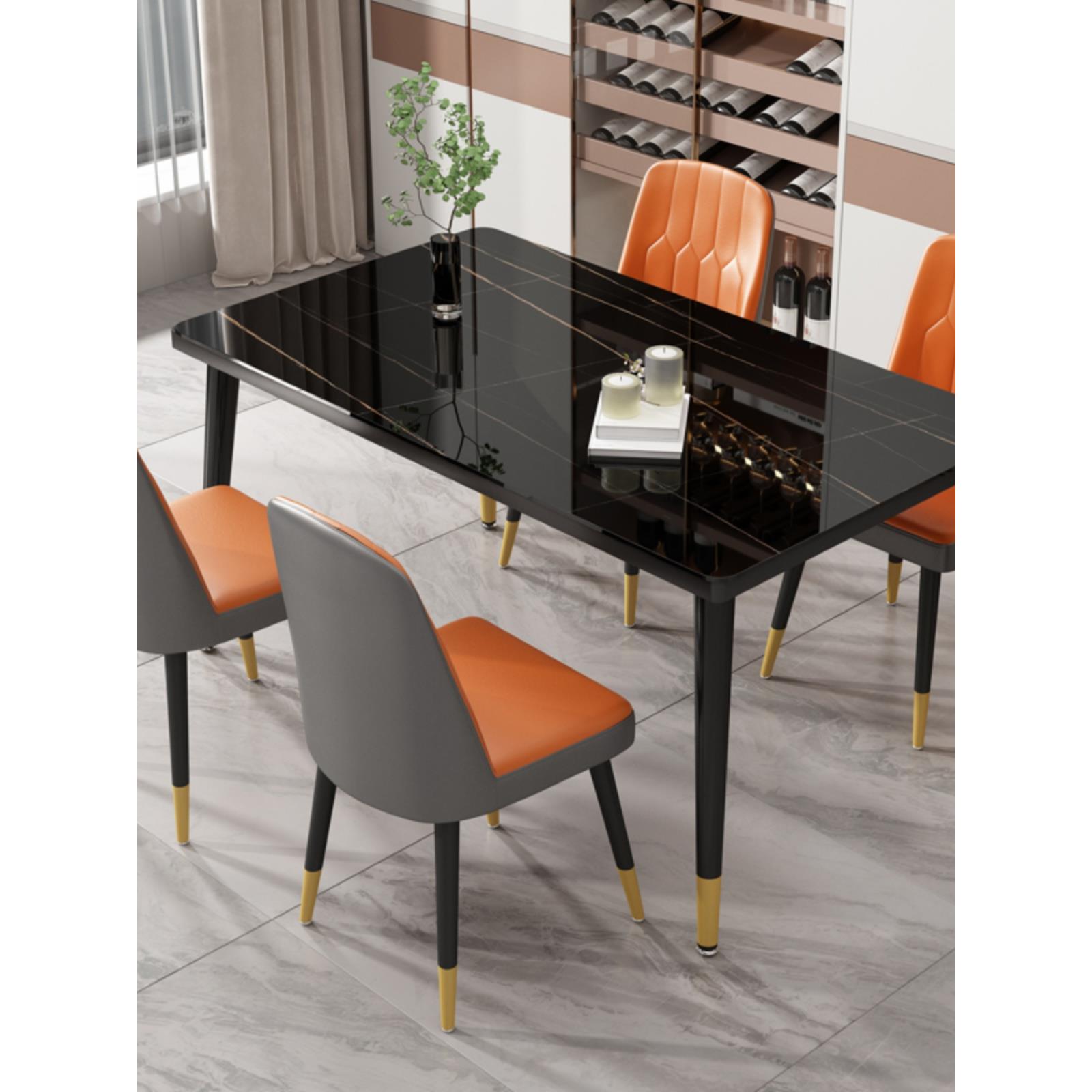 北欧轻奢玻璃餐桌椅组合小户型4人6人餐桌简约现代家用长方形饭桌