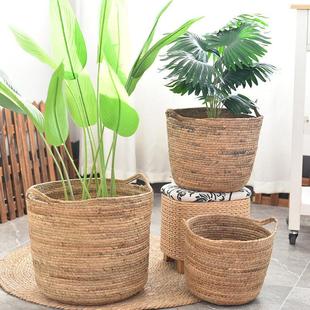 藤编草编编织花盆植物落地式 饰篮子 大花篮贸易高档轻奢家居绿植装