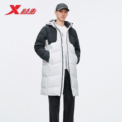 特步中长款羽绒服男2025冬季新款保暖防风休闲羽绒服975429640127