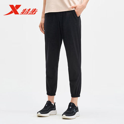 特步运动裤女2025夏季新款时尚百搭女针织运动九分裤975228840061