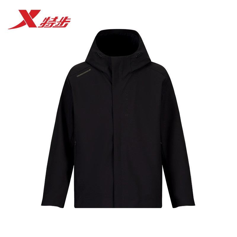 特步双层风衣男25春季新款健身训练运动连帽防风风衣975129150399