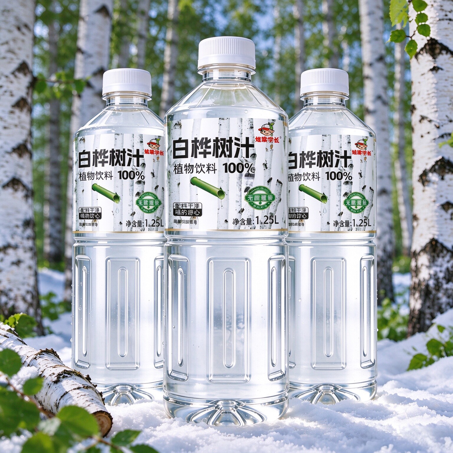 【到手10斤】100%白桦树汁原汁原液1.25L*4瓶大桶装0脂肪运动饮水