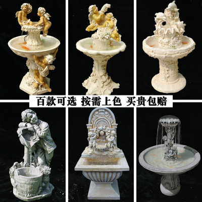 欧式多层循环g流水移动喷泉水池净化空气摆件家居庭院花园装饰品