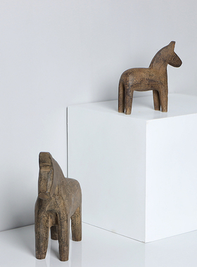 石雕动物马摆件新中式样板间样品屋展示中心客厅书N房玄关家居石