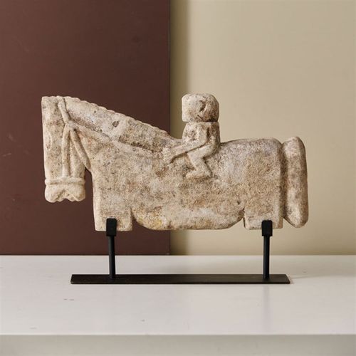 侘寂风天然石马抽象艺q术雕塑摆件样板间民宿客厅玄关做旧装饰品