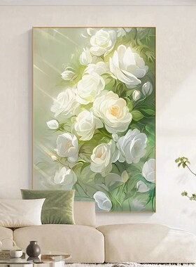 奶油风客厅装饰画小清新茉莉花玄关挂画落地画墙壁画Wins桌面摆画