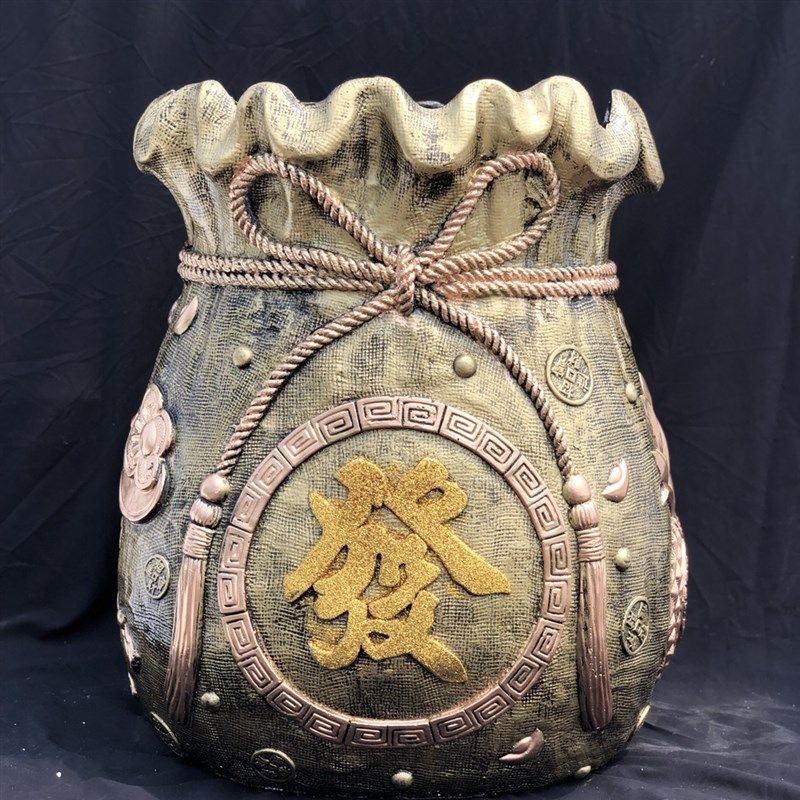 仿陶瓷花盆氧化镁聚宝盆特大号古铜色O钱袋浮雕花盆发财树,鲜花速递/花卉仿真/绿植园艺,花盆,淘宝优惠券,粉丝福利购,淘宝优惠卷