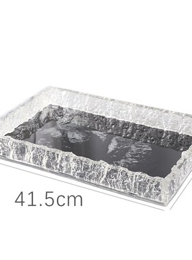 现代简约透明树脂水晶色果盘轻奢样板间客厅茶P几桌面托盘装饰摆