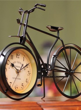 热销自行车造型静k音座钟卧室办公桌赫埠创意家居装饰品书桌摆件