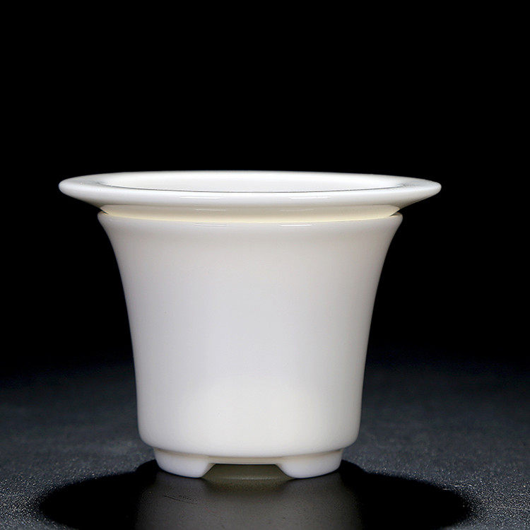 玉瓷茶滤茶漏白网布茶滤中u国白陶瓷茶滤带底座功夫茶具泡茶过滤