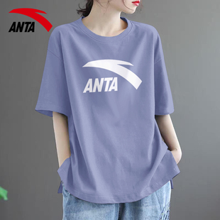 安踏短袖正肩圆领t恤女2026新款百搭透气休闲上衣半袖女款运动T恤
