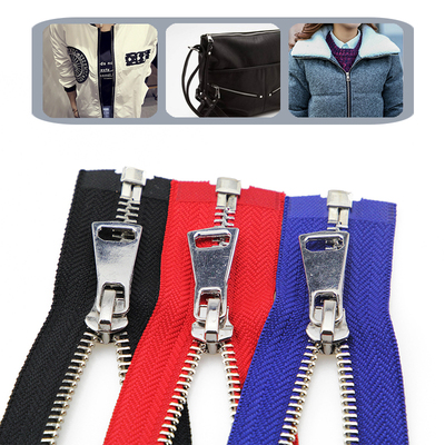 拉链配件 5号金属铜拉链开尾门襟外套夹克拉链 黑白色长款 拉链头