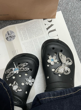 适配cross洞洞鞋鞋花DIY配件装饰品银色鞋扣配饰扣创意套装