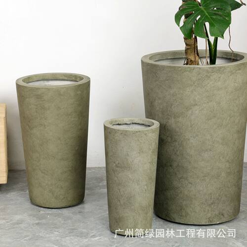 轻奢高级感镁泥花盆高款大号简约绿植室内庭院商店别墅落地艺术盆
