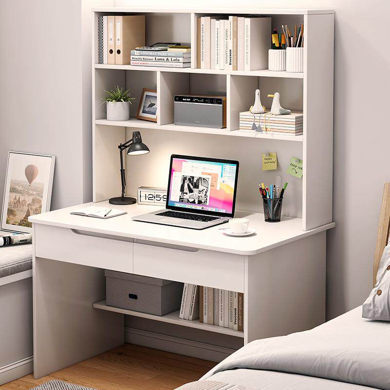 电脑桌台式书架一体书桌带抽屉卧室学生写字办公桌桌子学习桌收纳