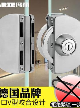 3YV54TF1玻璃门锁免开孔办公室单开不锈钢月牙锁具商铺无框推拉门