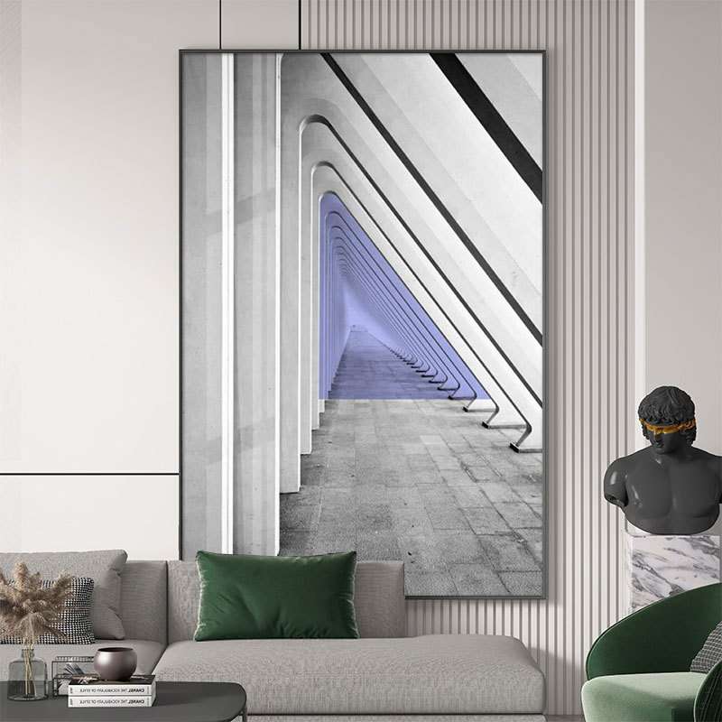 客厅装饰画玄关壁画过道走廊尽头挂画竖版小众公寓建筑空间延伸画图片