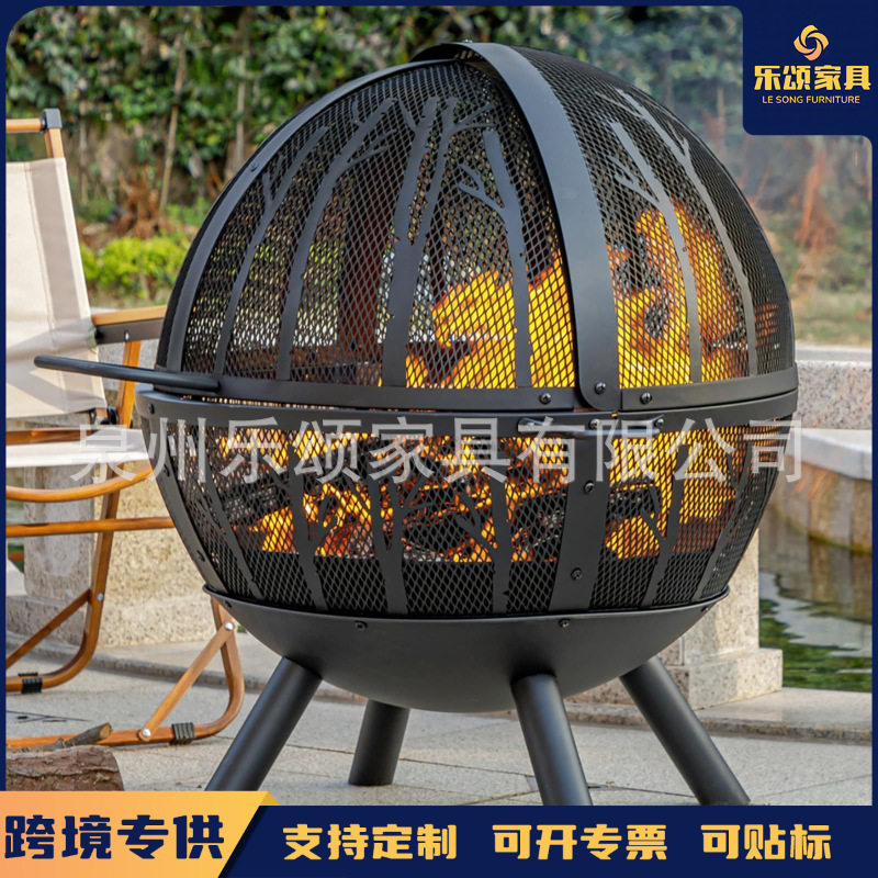 户外烧烤炉烧烤架家用柴火取暖炉庭院烤火炉别墅篝火围炉桌炭火盆