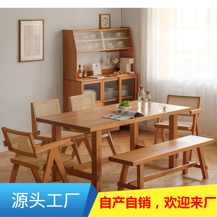 北欧实木餐桌椅组合家用餐厅长方形多人位吃饭桌子民宿酒店餐桌椅