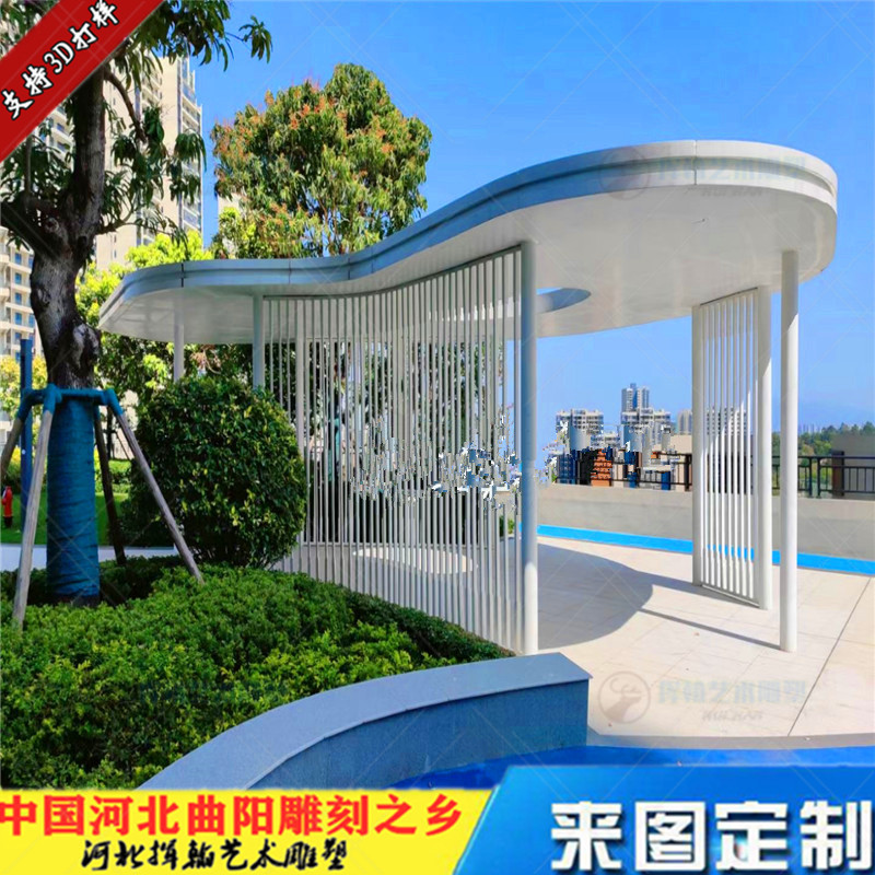 不锈钢户外铁艺乘凉亭廊架钢结构亮化亭子绿地小区创意景观亭小品