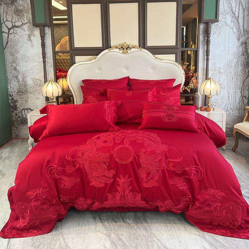 结婚季丨婚房中式婚庆100支贡缎纯色线龙凤绣四件套多件套大红色,电子元器件市场,其它元器件,淘宝优惠券,粉丝福利购,淘宝优惠卷