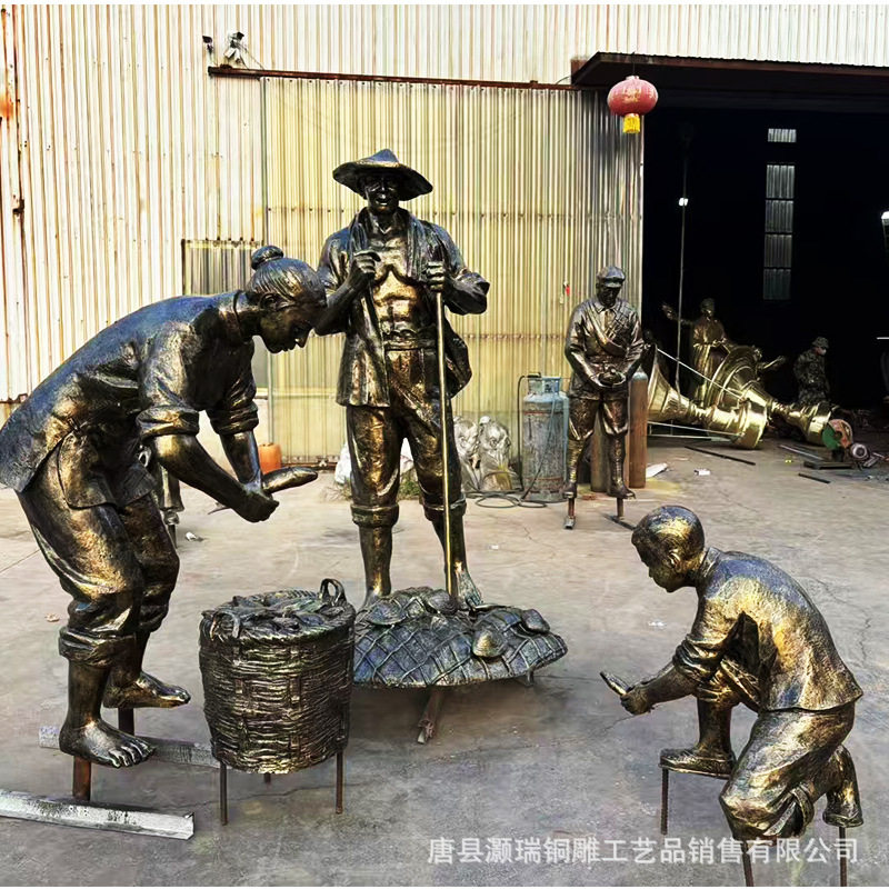 人物铜雕塑农耕人物卖货郎民俗风户外新农村园林景观制作铸铜雕像