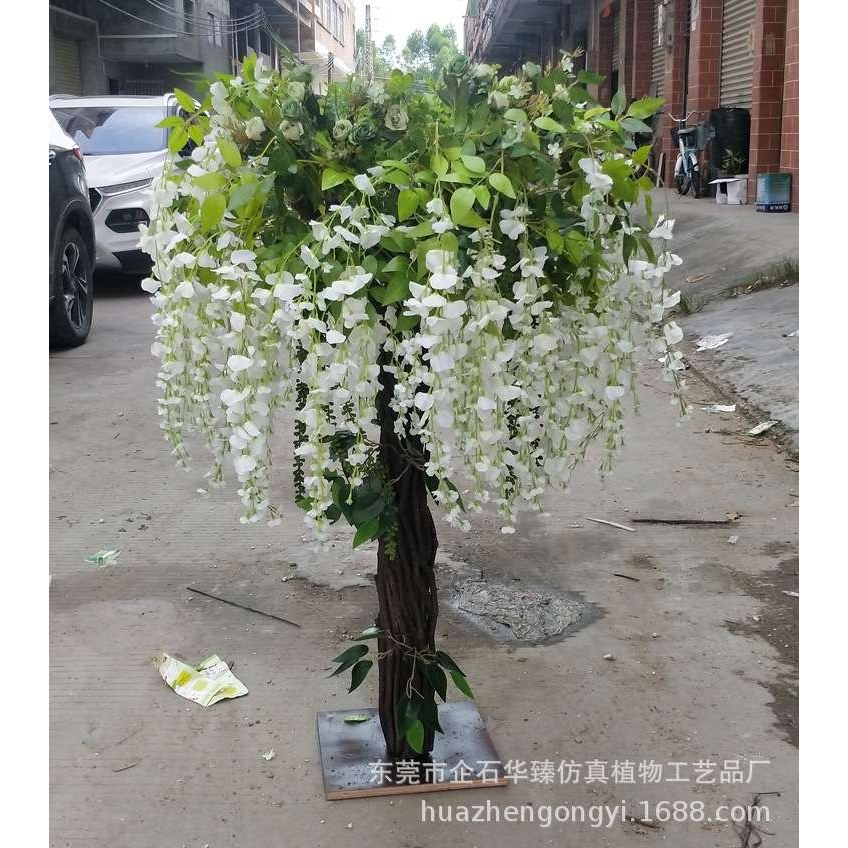 外贸出口花树仿真豆花树紫藤花树大型树电视剧装饰树旅游景点假树