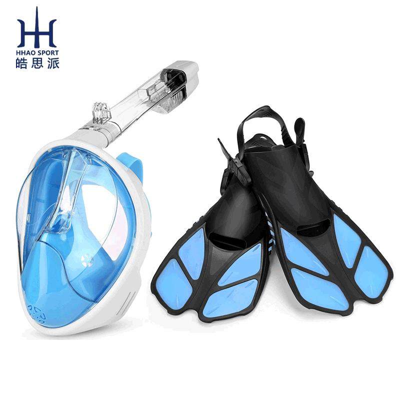 直销高清防雾潜水面罩潜水镜加潜水脚蹼浮潜套装爆款