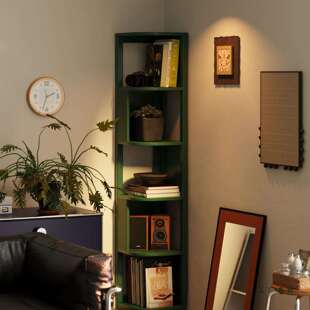 转角置物架实木三角柜子落地墙角一体靠墙90度客厅展示收纳储物柜