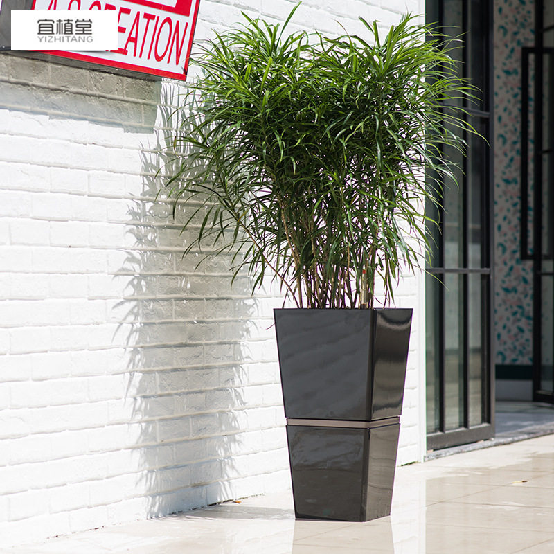 宜植堂简约塑料组合方形大花盆懒人自动吸水阳台客厅落地款种植盆