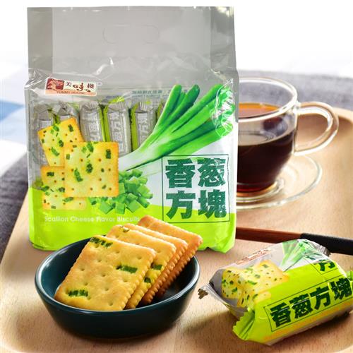 YUMMYHOUSE香葱薄脆饼香港进口咸味苏打饼300g