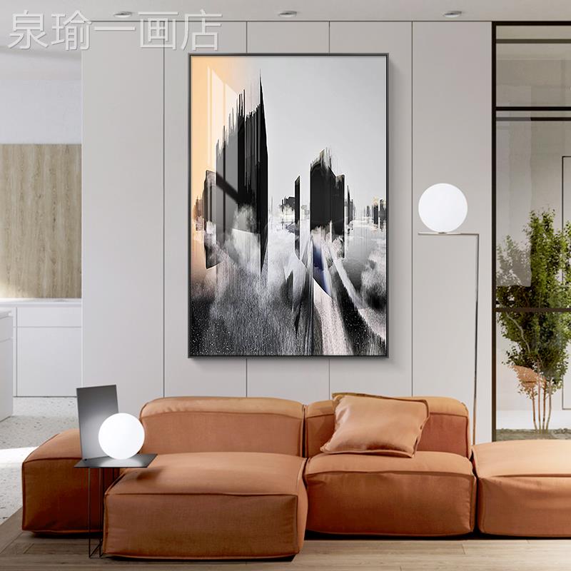 网红现风格建筑装饰画后画房客厅发背景墙壁画画代沙轻奢样板抽象图片
