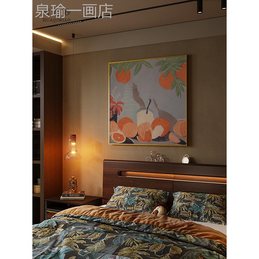 网红客现代过简约北欧水果餐厅厅玄关挂装饰画背景壁画房间道方型图片