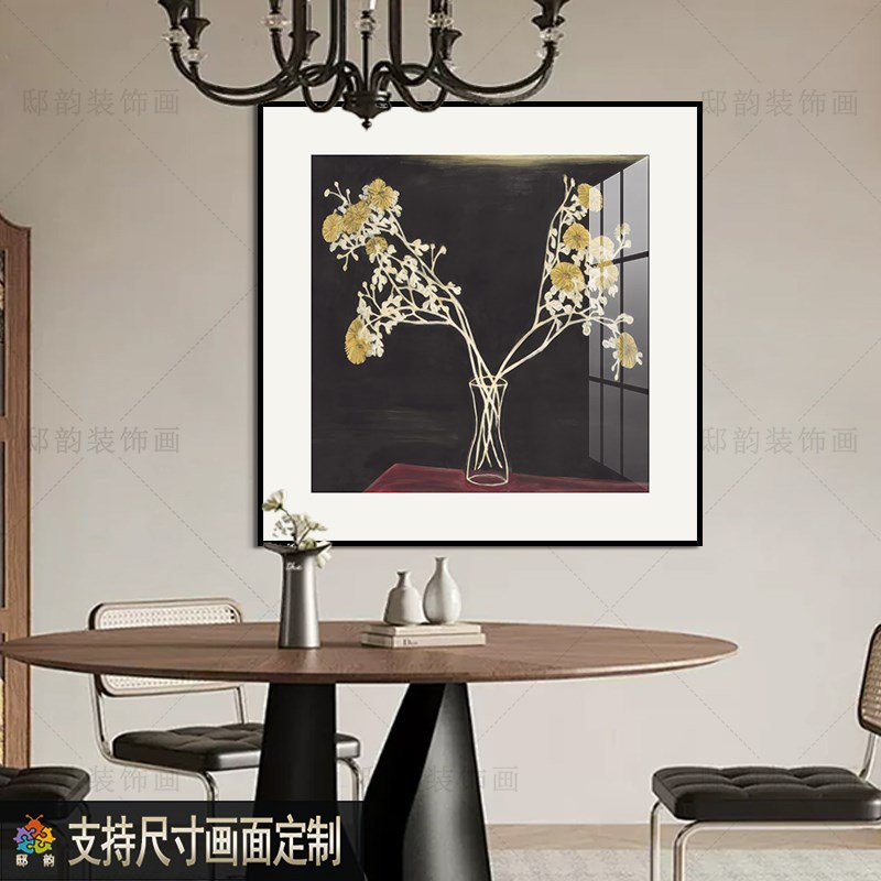 酒店民宿中古风方形挂画样板间A卧室床头晶瓷画软装客厅餐厅装饰图片