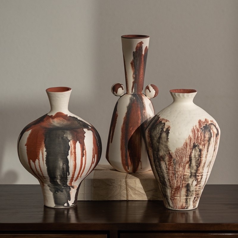 Rzone 陶瓷花瓶n摆件侘寂窑变侘寂风中古花器板间设计师装饰品摆