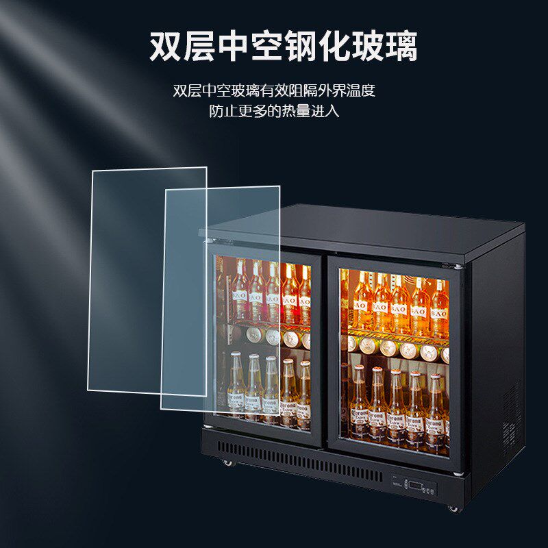 吧台啤酒柜小型立式酒吧吧台柜商H用冰柜双开门饮料冷藏柜