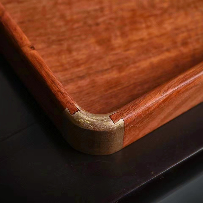 正方形实木托盘红木干泡茶盘香盘文玩承盘花梨木V镶铜角中式古典,家居饰品,香薰托盘,淘宝优惠券,粉丝福利购,淘宝优惠卷