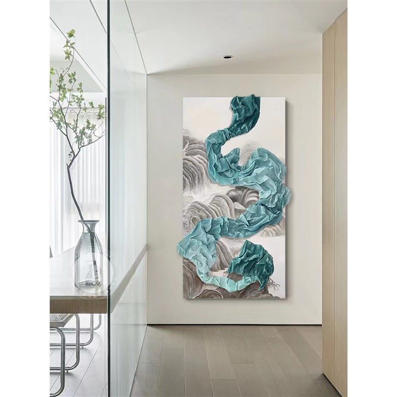 立体玄关立体实物客厅o装饰画现代简约高档过道挂画纯手绘油画创