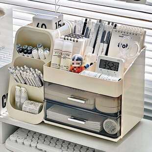 桌面收纳盒抽屉式收纳学生办公室书桌文具大容量置物架多笔筒其他