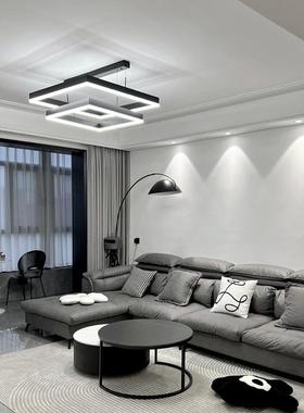 中山高显指方形线条客厅吊灯全光谱大气2022新款轻奢极简吊线灯具
