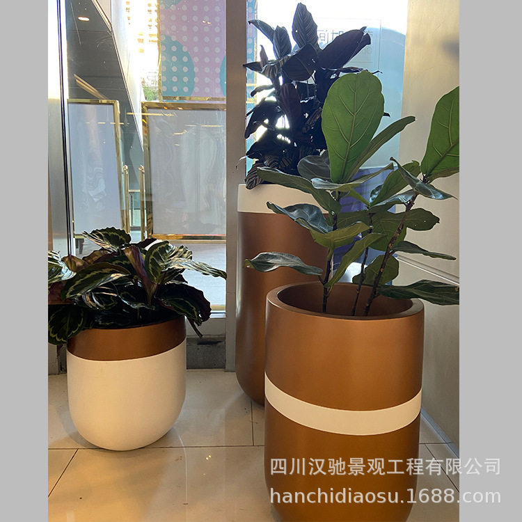 室外金色组合多色落地花瓶