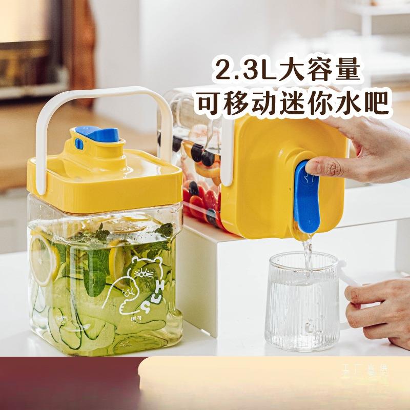 豹抱抱凉水壶冰箱冷水壶家用大容量桌面户外果汁饮料桶带龙头冷水