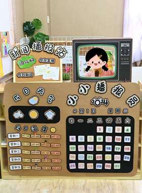 幼儿园环创材料主题墙面装饰成品小小播报员班级文化墙贴区角区域