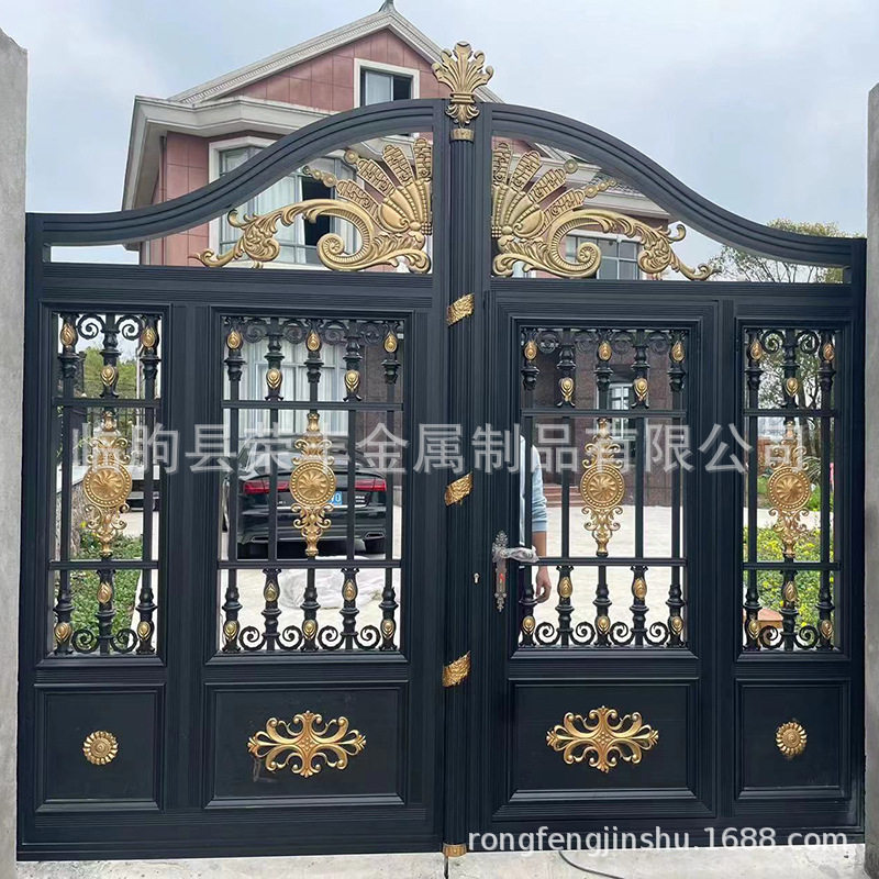 别墅庭院铝艺平开双开入户大门