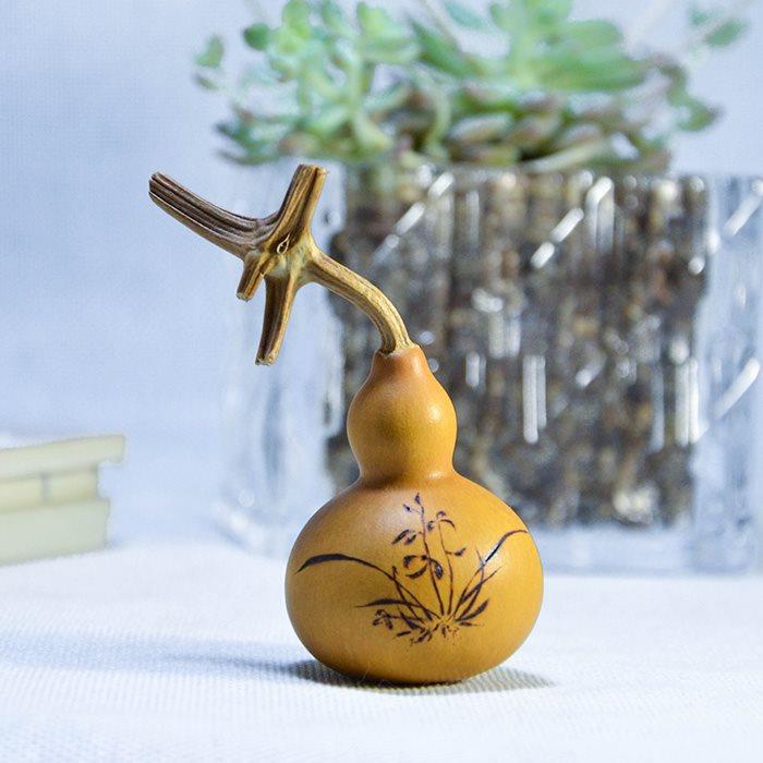 金木缘火绘兰花烙画葫芦烫画文玩手捻葫芦摆件手把件响籽小葫芦15