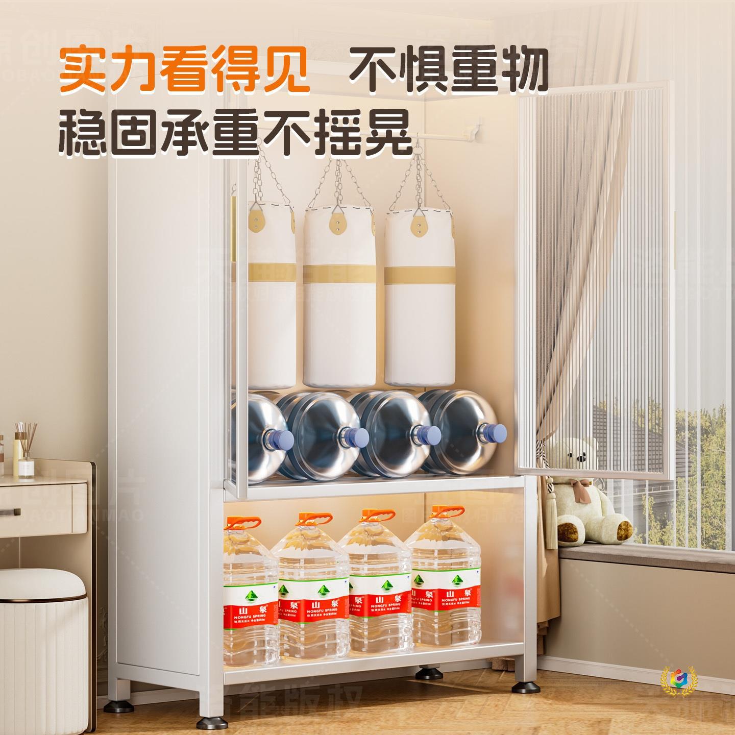 ?家用铁艺卧室钢制衣柜防尘收纳柜出租房衣架儿童宝宝衣橱简易衣
