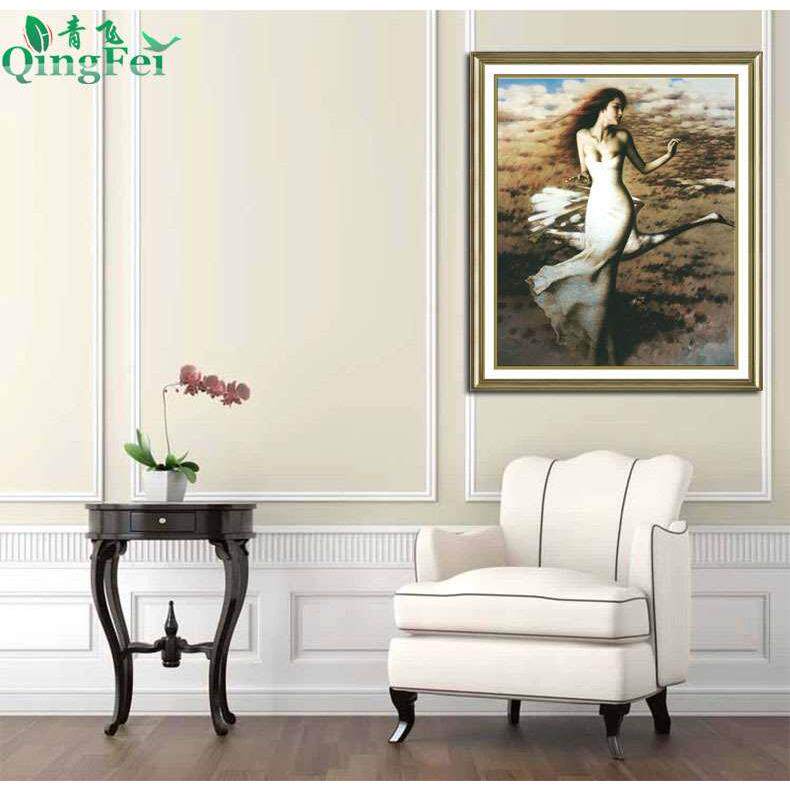 5d立体美女十字绣绿野逆光秋野抱陶女陶美人性感卧室人物