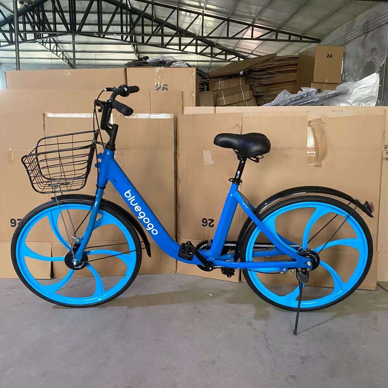 共享单车库存车小蓝车26寸实心胎免充气成人男女学生便铝合金